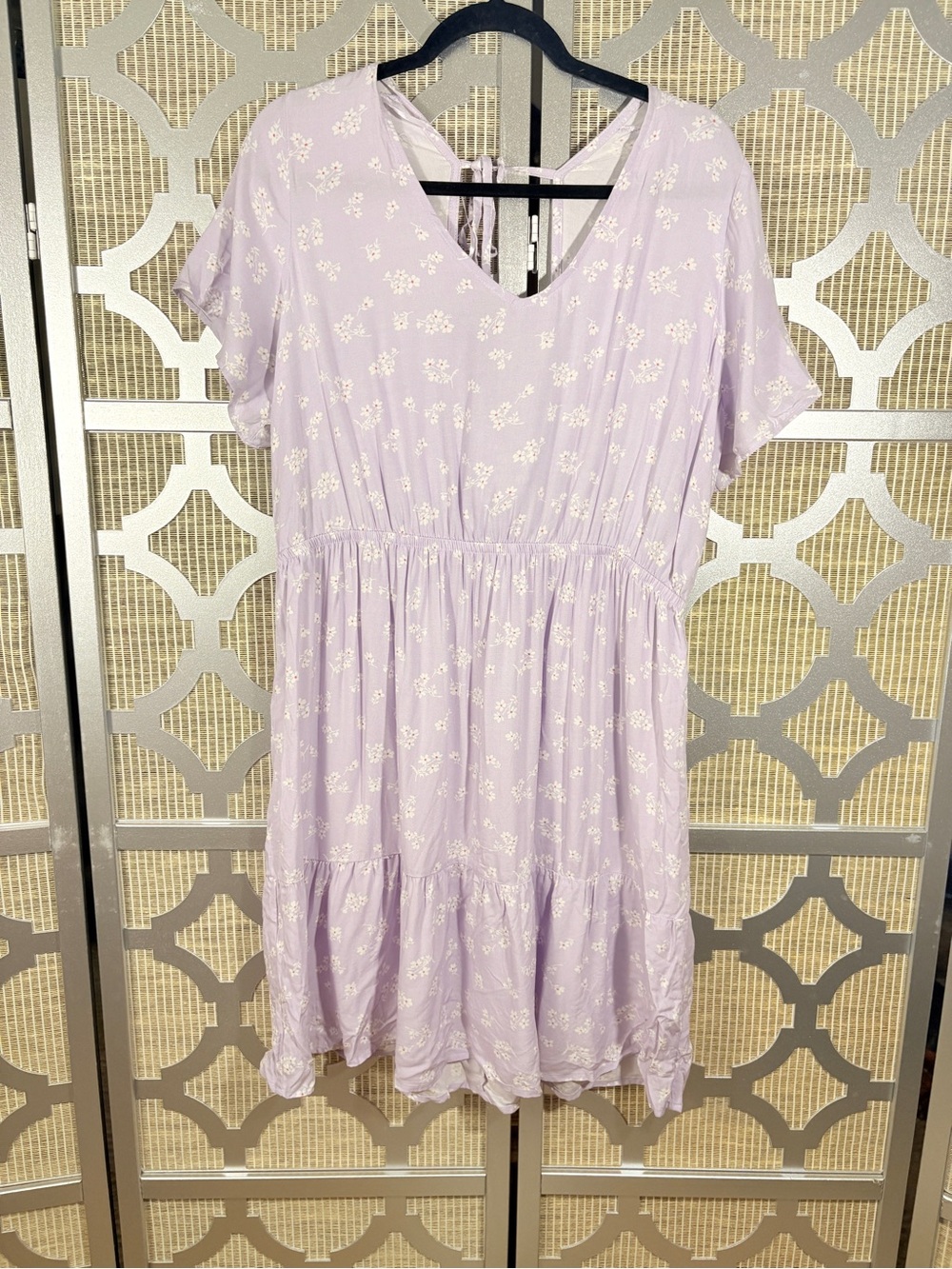 Lilac Floral Short Sleeve Babydoll Dress